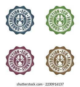 Set of four different colours seals with organic goods isolated on white background