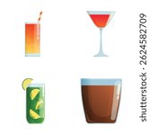 Set of four different drink icons, ideal for menus or web graphics