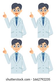 A set of four different facial expressions for the doctor to explain
