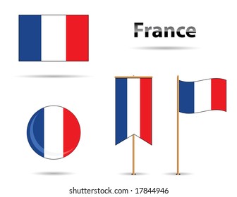 set of four different flags from france