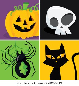 A set of four different fun halloween theme vector illustration.