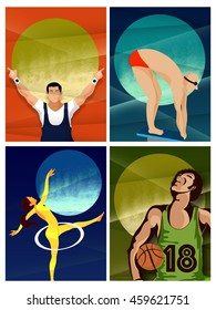 Set of four different games players for Sports concept.