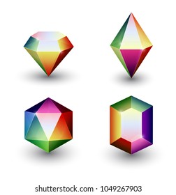 Set of four different gemstone crystal icons