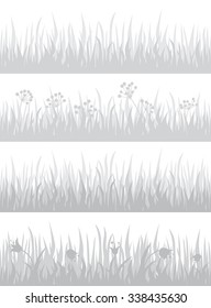 Set of four different grass backgrounds. Vector illustration for your graphic design.