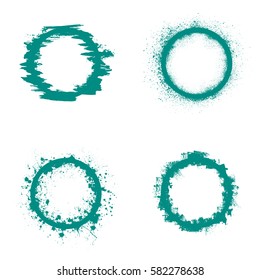 Set of four different grunge circles isolated on white background