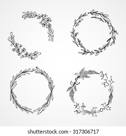 Set Four Different Hand Drawn Ink Stock Vector (Royalty Free) 317306717 ...