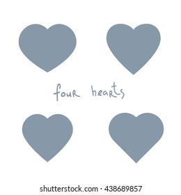 set of four different hearts