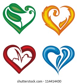 set of four different icons of hearts