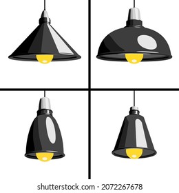 Satz von vier verschiedenen Anhängerlampen einzeln auf weißem Hintergrund. Vektorgrafik