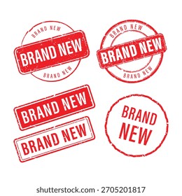 Set of four different red rubber distressed grunge Brand New stamp designs