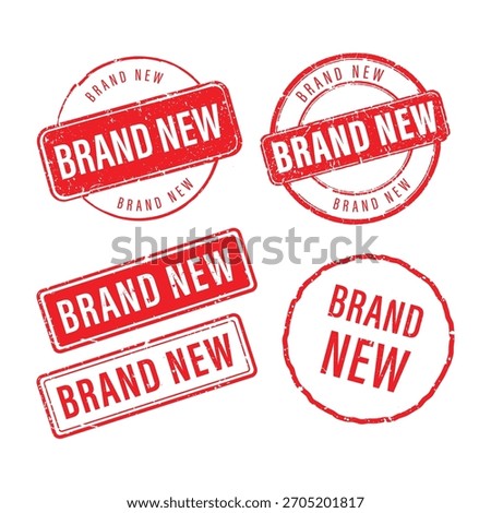 Set of four different red rubber distressed grunge Brand New stamp designs