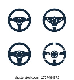 Satz von vier verschiedenen Lenkradsymbolen auf weißem Hintergrund einfaches Design-Symbol