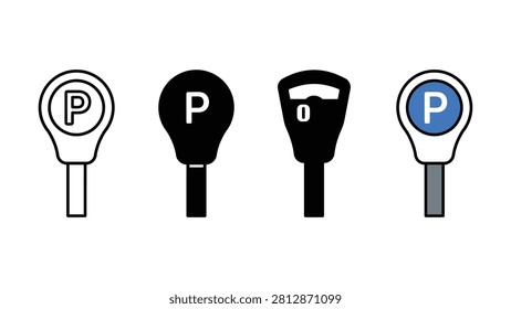 Set of four different styles of parking meter icon designs
