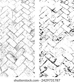 Ein Satz von vier verschiedenen Texturen einer Ziegelwand, Grunge Textur Hintergrund schwarz und weiß Farbe mit alten Ziegeln Wandtextur Vintage alten Ziegelboden