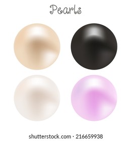 a set of four different vector pearls