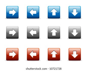 Set of four directional arrow icons in three colors