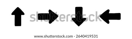 Set of Four Directional Arrows Indicating Up, Right, Down, and Left on a White Background