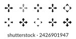 Set of four directions vector arrows : up, down, right and left. Arrows fours ways or paths.