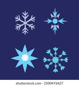 A set of four distinct snowflakes, ideal for adding a touch of winter elegance to any design.