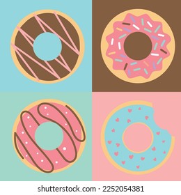 set of four donuts, food, bakery