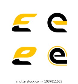 Set of four E letter logos. Isolated on white background. Vector illustration, eps 10.