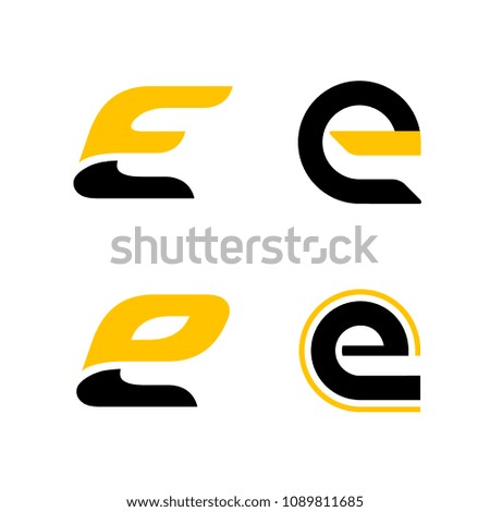 Set of four E letter logos. Isolated on white background. Vector illustration, eps 10.