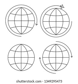 set of four earth icons thin line vector