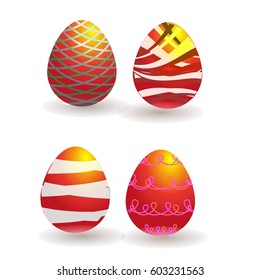 Set of Four Easter eggs with colorful.Happy easter background.Vector illustration eps10.