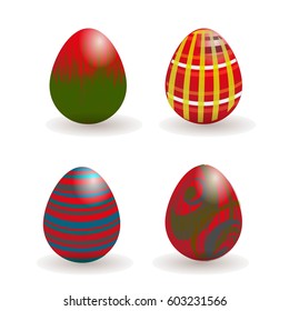 Set of Four Easter eggs with colorful.Happy easter background.Vector illustration eps10.