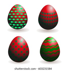 Set of Four Easter eggs.Happy easter background.Vector illustration eps10.