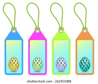 set of four easter shopping tags with easter egg