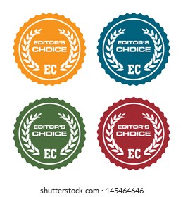 Set of four editors choice badges isolated on a white background