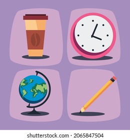set of four education icons