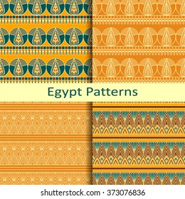 Set of four egypt traditional coloured patterns