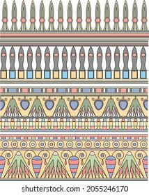 a set of four Egyptian patterns. Beige and white background with Egyptian ornament. templates, backgrounds and wallpapers for your design. vector ornament. Vector illustration