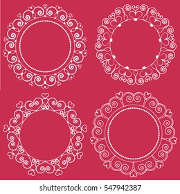 Set of four elegant monogram templates made with vintage heart shapes