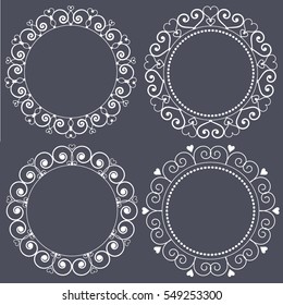 Set of four elegant monogram templates made with vintage heart shapes