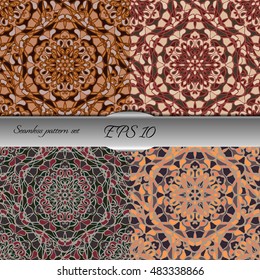 Set of four elegant seamless patterns. Nice hand drawn vector illustration
