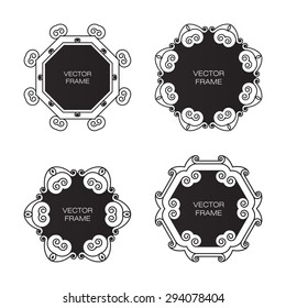 Set of four elegant spiral frames made in the trendy outline style