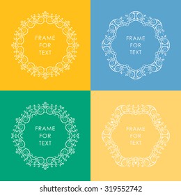 Set of four elegant spiral frames made in the trendy outline style