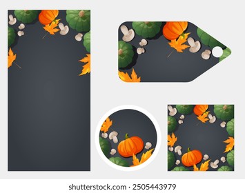 A set of four elements to create a spruce style on an old-fashioned. in a set of vholmi background for stories, post, sticker or signboard, tags