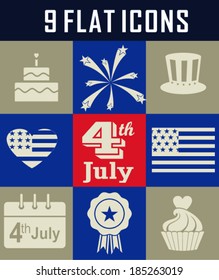A set of four elements for Independence Day, Flat design style 