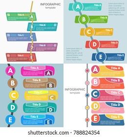 Set of four  elements of infographic design. Step by step infographic design template. Vector illustration
