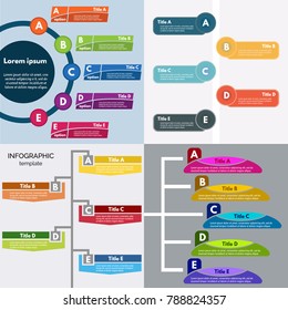 Set of four  elements of infographic design. Step by step infographic design template. Vector illustration
