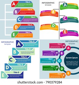 Set of four  elements of infographic design. Step by step infographic design template. Vector illustration
