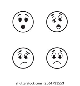 "Set of Four Emotional Face Icons - Happy, Winking, Sad, and Tearful Expressions"