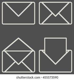Set of four envelopes for mail, e-mail and letters