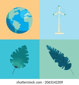 set of four environment icons