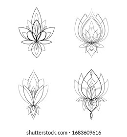 Set Hamsa Hand Drawn Symbol Lotus Stock Vector (Royalty Free ...