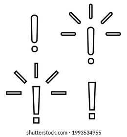 A set of four exclamation mark icons. Vector illustration.